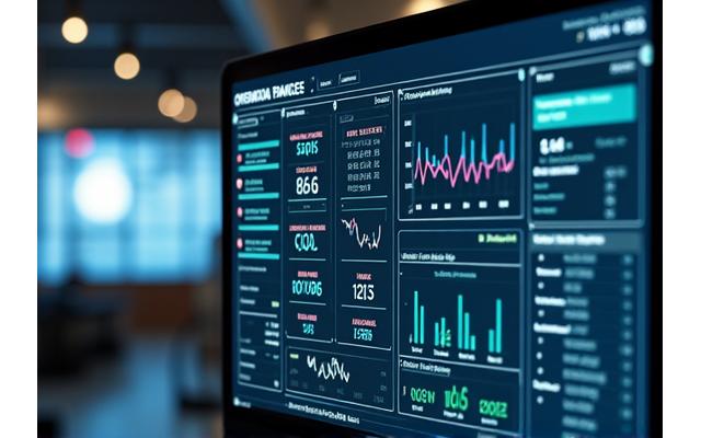 Digital dashboard displaying operational metrics and cost savings data