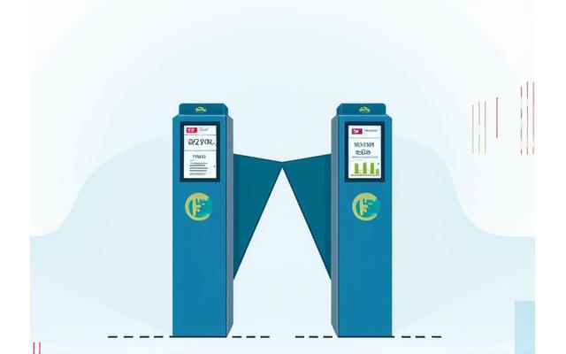 Illustration of a transit turnstile with digital displays and money symbols, representing fare collection and revenue.